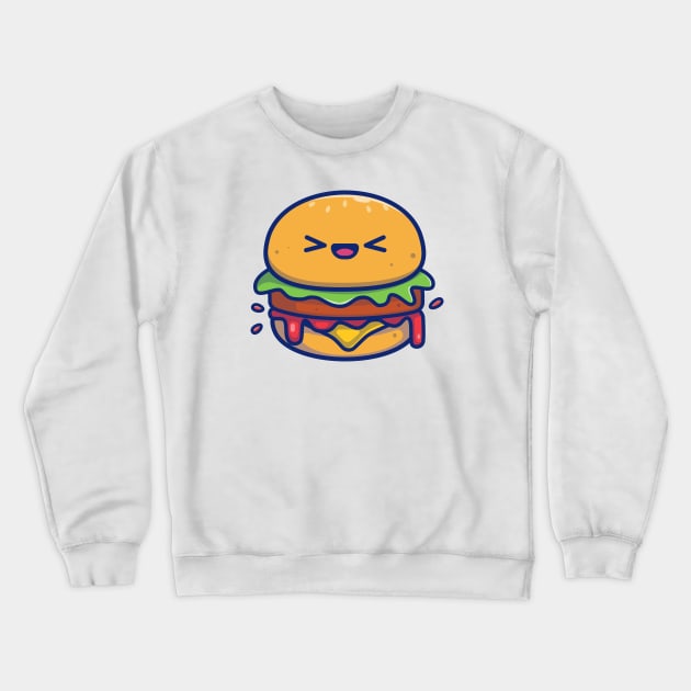 Cute Burger Cartoon Crewneck Sweatshirt by Catalyst Labs